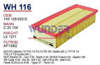 Wunder WH116 Hava Filtresi Golf V VI Jetta III Passat Scirocco Caddy III 04-Touran A3 1.6 TDI 09-12 1.9 03-10 MRMOEM-1082096