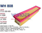 Wunder WH808 Hava Filtresi Clio III Modus Twingo Logan 1.2 MRMOEM-1083840