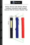 Delux Serisi Çok Amaçlı Masa Lambası Seyahat Işığı Single Sword Pilli El Feneri Kalem Tipi