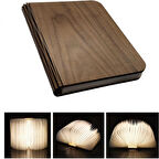 VORRINC Ahşap Katlanır Kitap Lambası, ambiyans aydınlatması, gece lambası, manyetik LED ışık, dekoratif ışık, 360° katlanabilir, hediye için ideal (Siyah ceviz) 21 x 16,5 x 2,5 cm