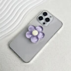 Microcase 3D Çiçek Tasarımlı 3M Yapıştırmalı El Parmak Tutucu Cep Telefonu Tutacağı Popsocket - GRİ AL5246