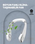 USB Şarjlı Giyilebilir Fan |  Kademeli Rüzgar Hızı Sessiz Turbo Soğutma ° Hava Sirkülasyonu