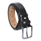 Siyah Büyük Beden Hakiki Deri Düz Renk 3.5 cm.lik Erkek Klasik Kemer
