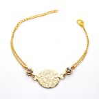 Altın Renk Yuvarlak Desen Figürlü  Çift Zincirli  Bileklik  913