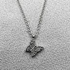 Gümüş  Renk Zirkon Taşlı Kelebek Kolye  1100