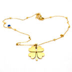 Altın Renk Çelik Top Zincir Yonca Kolye - 1436