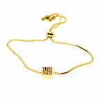 Altın Renk Renkli Taş Kare Model Asansör Zirkon Bileklik - 2042