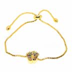 Altın Renk Renkli Taş Ayak Model Asansör Zirkon Bileklik - 2047