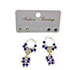 Altın Renk Mavi  Boncuk Şık Sallantılı El İşi Kombin Küpe - 2230