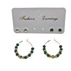 Altın Renk Yeşil Boncuk Şık Sallantılı El İşi Kombin Küpe - 2237