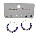 Altın Renk Mavi Boncuk Şık Sallantılı El İşi Kombin Küpe - 2240