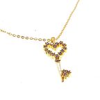 Altın Renk Anahtar Model Zirkon Kolye  - 2309