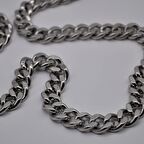 Gümüş Renk Tıraşlı Zincir Paslanmaz  Unisex Çelik Kolye 55 Cm. Çelik Kolye - 2677