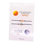 Altın Renk Güneş Ay  Arkadaş Şans Bilekliği - 2696