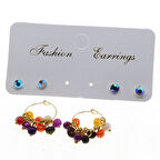 Altın Renk Yuvarlak Düz Kombin Asorti Boncuk Küpe - 2858