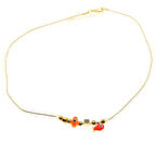 Altın Renk Turuncu Mineli Balık Pandora Model Zirkon Kolye  - 2994