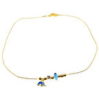 Altın Renk Turkuaz Mineli Fil Pandora Model Zirkon Kolye  - 2998