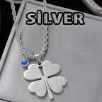 Gümüş Rengi Yazı Yazılabilen Burgu Zincir  Yonca 45 Cm Vip Solmaz Kararmaz Çelik Kolye - 3040