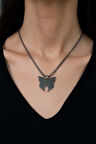 Gümüş Renk Kelebek Model Unisex Arnavut Zincir Çelik Kolye - 3310