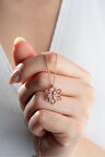Altın Renk Pembe Lotus Çiçeği Kolye Paslanmaz Çelik Kolye - 3398