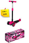 Katlanabilen 3 Tekerlekli Işıklı Pembe Renk Scooter - 4 Yaş +