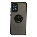 Samsung Galaxy A72 Kılıf Montreal Yüzüklü Silikon Kapak - Siyah