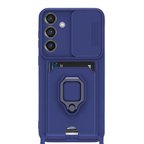 Samsung Galaxy S25 Plus Kılıf Zuma Kartvizitli Yüzüklü Silikon - Lacivert