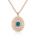 ​925 Ayar Gümüş Rose Oval Nazar Kolye