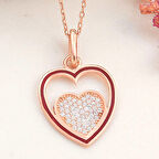 925 Ayar Gümüş Rose Kalp Kadın Kolye