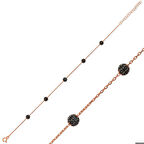 925 Ayar Gümüş Rose Siyah Toplu Bileklik