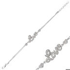 925 Ayar Gümüş Kalpli Love Yazılı Bileklik