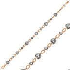 925 Ayar Gümüş Rose Kalpler Bileklik