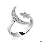 925 Ayar Gümüş Ay Yıldız Yüzük