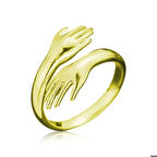 925 Ayar Gümüş Gold Sarılan Eller Yüzük