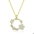 925 Ayar Gümüş Gold Manolya Çiçeği Kadın Kolye