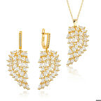 925 Ayar Gümüş Gold Melek Kanadı Kadın Set