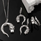 ​925 Ayar Gümüş Kaplan Figürlü Kadın Set