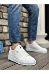Xramburada  Kalın Tırtık Yüksek Taban Beyaz Bağcıklı Spor Erkek Ayakkabı