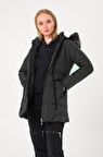 Barbora Kışlık Yaka Kürklü Uzun Kadın Şişme Mont bt122siyah9