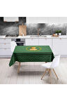 Yeşil Büst Detaylı Masa Örtüsü  (İnce Keten Uluslararası Yıkama ve Solmama Sertifikası)