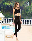 Şeritli Bel Sporcu Kadın Tayt