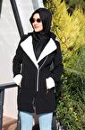 Barbora Kışlık Günlük Kaşe Kadın Tesettür Kaban 819siyahtesettür