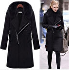 Kışlık Kürklü Kaşe Kadın Kaban