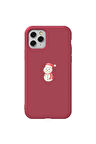 Iphone 11 Pro Max Uyumlu Bordo Renkli Silikon Telefon Kilifi - Snowman