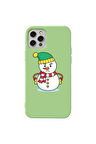 Iphone 13 Pro Max  Uyumlu Yesil Renkli Silikon Telefon Kilifi - Snowman 3