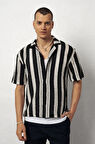 Çizgili Siyah Triko Erkek Gömlek