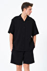 Siyah Pike Erkek Gömlek ve Şort Takım
