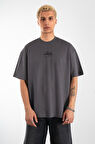 Siyah Classic Graffiti Logo Oversize Füme Erkek Tişört