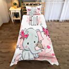 Küçük Fil Desenli Yatak örtüsü ve yastık kılıfı 2li takımı