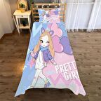 güzel kız Desenli Yatak örtüsü ve yastık kılıfı 2li takımı